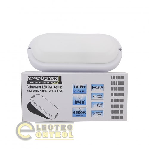 Світильник Technosystems LED 18W Oval Ceiling TNSy5000507 220V 1440lm 6500K IP65