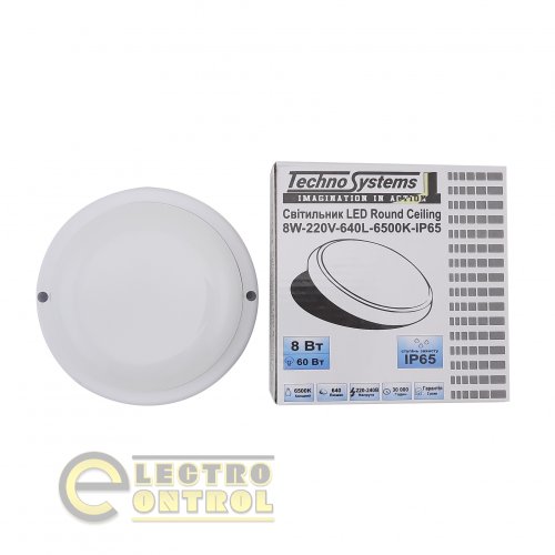 Світильник Technosystems LED 8W Round Ceiling TNSy5000508 220V 640lm 6500K IP65