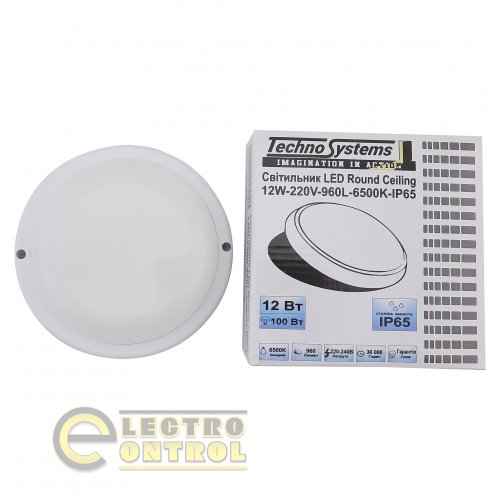 Світильник Technosystems LED 12W Round Ceiling TNSy5000509 220V 960lm 6500K IP65