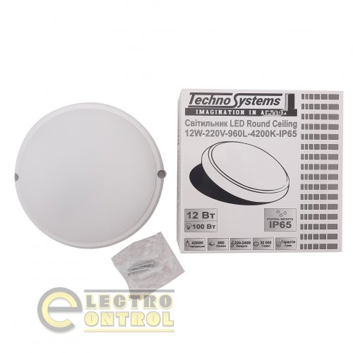 Світильник Technosystems LED 12W Round Ceiling TNSy5000103 220V 960lm 4200K IP65