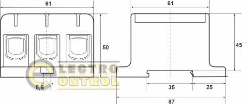 Клемма Промфактор FT1095G 3P Cu:16-95 /Al: 16-95 16-95мм2 жёлто-зелёная