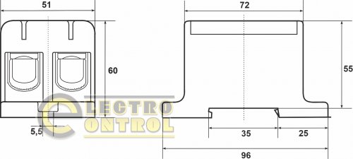 Клемма Промфактор FT1150G 2P Cu:35-150/Al:35-150 35-150мм2 жёлто-зелёная