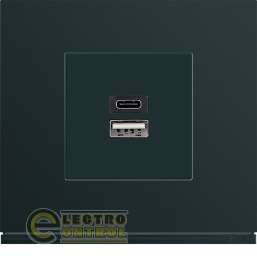 Розетка Hager WXF113 1xUSB-A 1xUSB-C 3А Lumina/Gallery