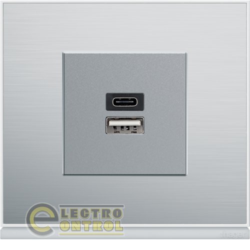 Розетка Hager WXF113 1xUSB-A 1xUSB-C 3А Lumina/Gallery