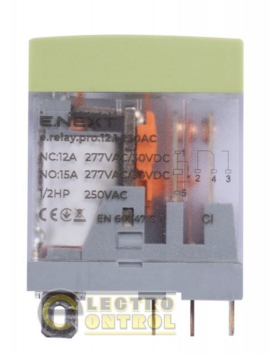Реле проміжне Enext p091001 e.relay.pro.12.1.230AC 12А 1 група контактів котушка 230В АC