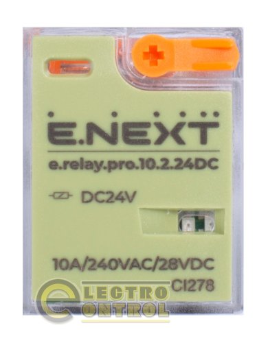 Реле промежуточное Enext p091006 e.relay.pro.10.2.24DC 10А 2 группы контактов катушка 24В DC