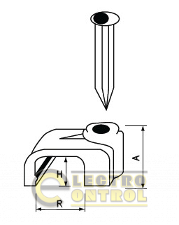 Скоба (клипса) кабельная плоская с гвоздём Термофит, белая F-7 HUDA7529 (7 мм) (100 шт)