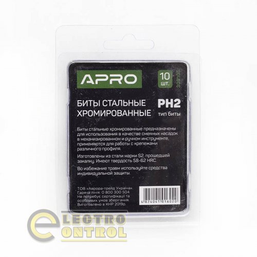 Бита APRO PH2*25мм 309105 хром (10шт/уп)