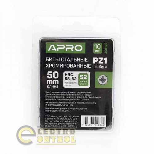 Біта APRO PZ1*50мм 309138 хром (10шт/уп)