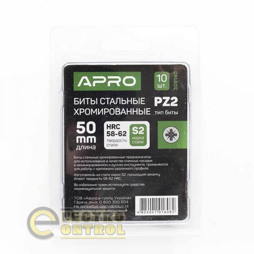 Біта APRO PZ2*50мм 309140 хром (10шт/уп)