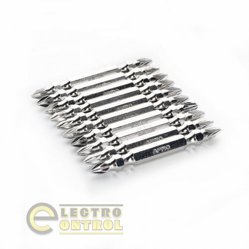 Біта 2-стороння APRO PH1-PH2*65мм 309173 хром, (10шт/уп)