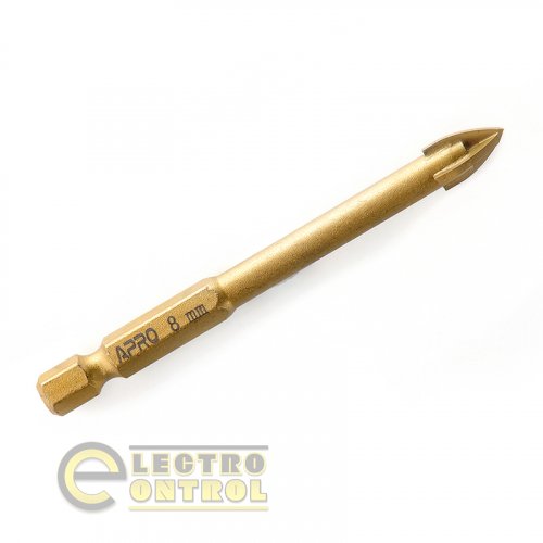 Сверло по стеклу и кафелю 4 грани Ø 8мм PRO APRO 825010 HEX