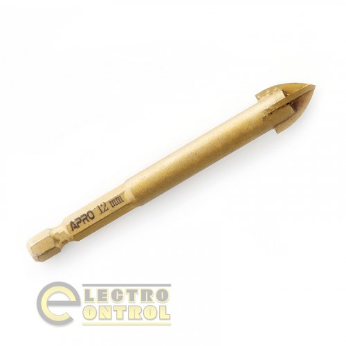 Сверло по стеклу и кафелю 4 грани Ø 12мм PRO APRO 825012 HEX