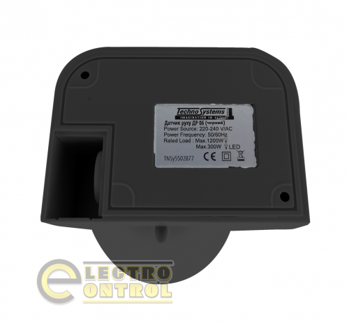 Датчик руху Technosystems ДР 06 1200Вт. TNSy5502877 чорний 180град. 12м. IP44