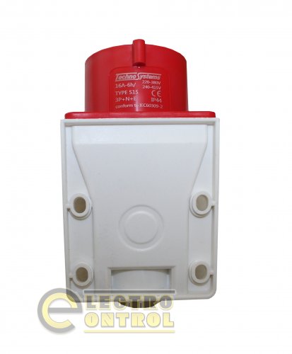 Вилка стационарная Technosystems 515 16А 3Р+PЕ+N TNSy5500444 380В IP44