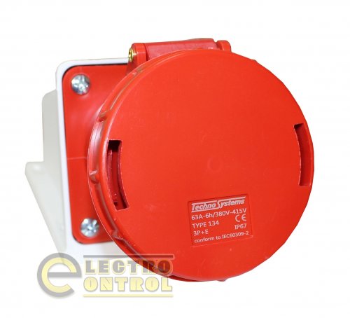 Розетка стационарная Technosystems 134 63А 3Р+PЕ TNSy5500413 380В IP67