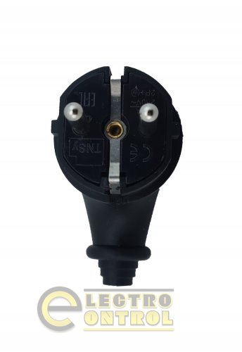 Вилка з боковим вводом і заземленням Technosystems RUBBER IP44 16А TNSy5000073