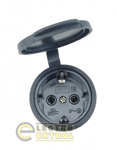 Розетка з захисною кришкою з заземленням переносна Technosystems RUBBER IP44 16А TNSy5000074