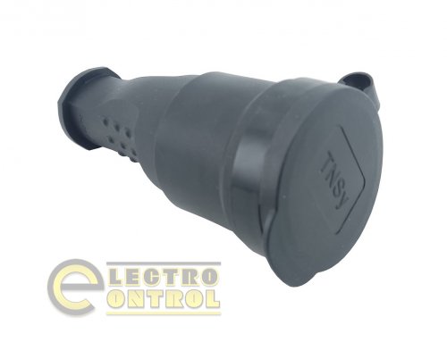 Розетка з захисною кришкою з заземленням переносна Technosystems RUBBER IP44 16А TNSy5000074