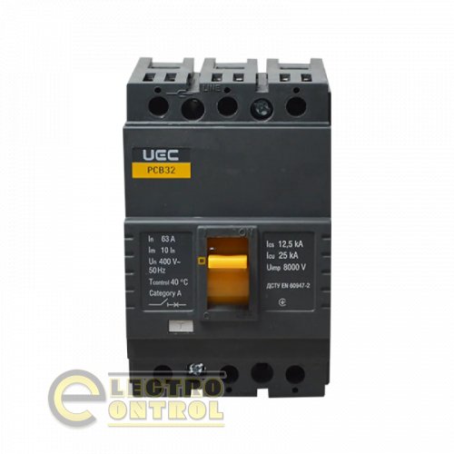 Автоматичний вимикач UEC MCCB-PCB-32-3-0063 PCB32 3Р 63А 25кА