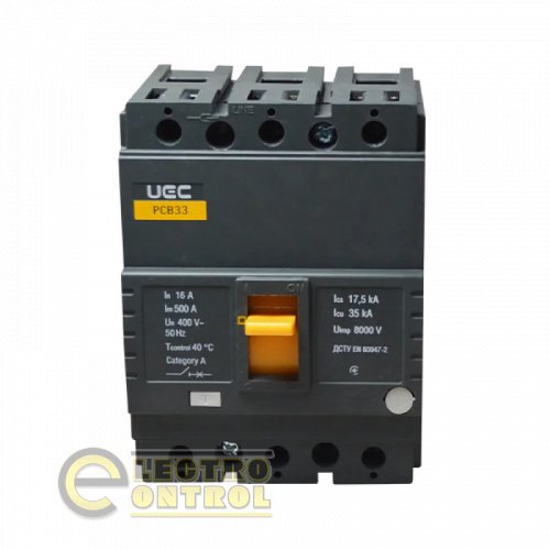 Автоматичний вимикач UEC MCCB-PCB-33-3-0016 PCB33 3Р 16А 35кА