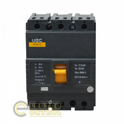 Автоматический выключатель UEC MCCB-PCB-33-3-0080 PCB33 3Р 80А 35кА