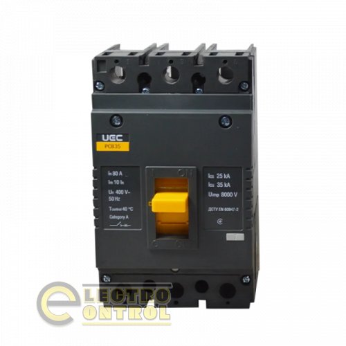 Автоматический выключатель UEC MCCB-PCB-35-3-0080 PCB35 3Р 80А 35кА