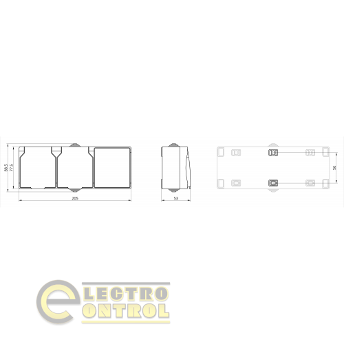Розетка Takel 503795 накладная влагозащищенная двухместная с заземляющим контактом и крышкой и 1-й выключатель T-proof серый
