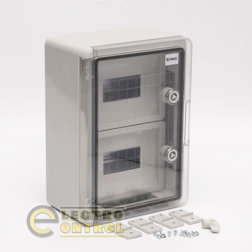 Корпус Takel 512840 модульний (2x8Р) ударостійкий 250x350x150 з прозорими дверцятами IP65