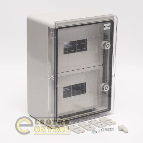 Корпус Takel 512841 модульний (2x12Р) ударостійкий 300x400x170 з прозорими дверцятами IP65