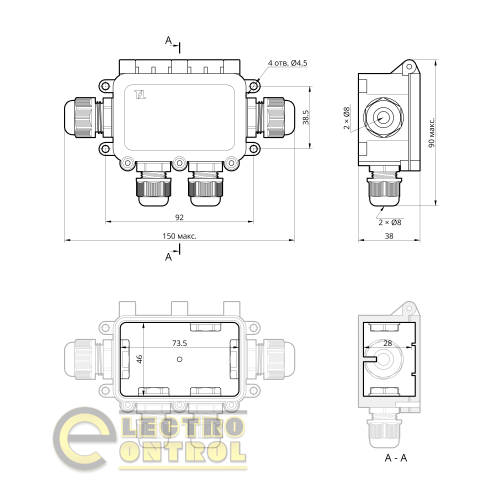 Коробка распределительная Takel 507132 с клемником WBS-41 IP-68