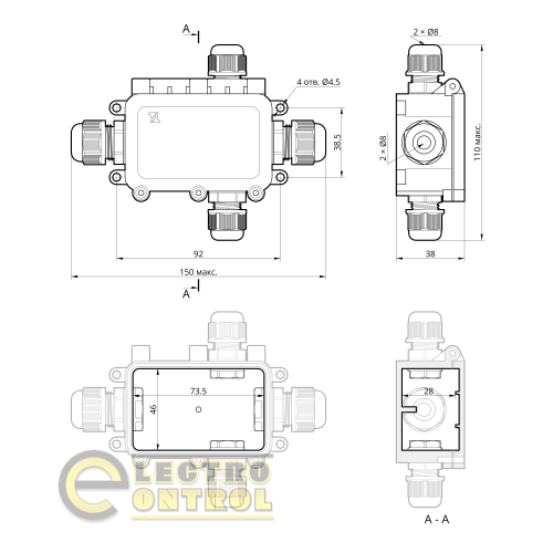 Коробка распределительная Takel 507133 с клемником WBS-42 IP-68