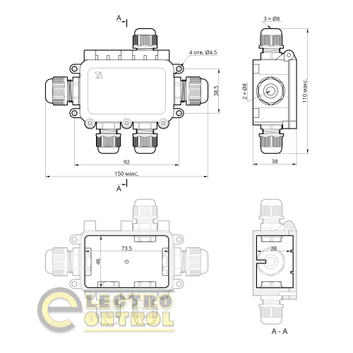 Коробка розподільча Takel 507134 з клемником WBS-51 IP-68