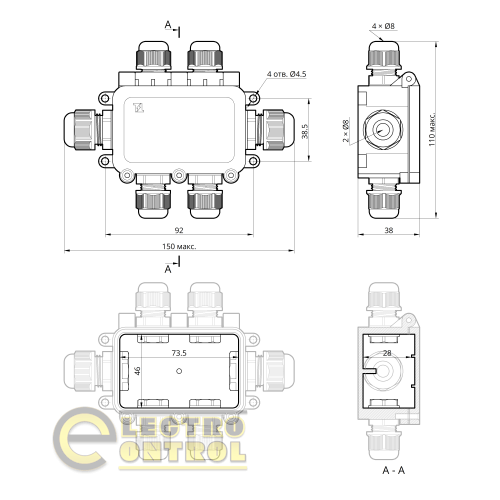 Коробка распределительная Takel 507135 с клемником WBS-61 IP-68