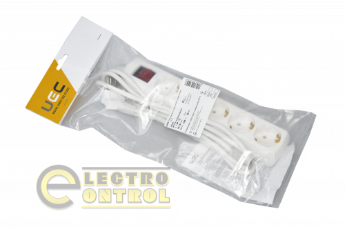 Удлинитель UEC WYP10-10-05-03-GS-G-U ECO П05В 5 мест 2P+PE 3м 3х1мм2 10А 250В с выключателем