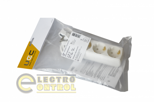 Подовжувач UEC WYP10-10-03-D15-G-G-U ECO П03 3 місця 2P+PE 1,5м 3х1мм2 10А 250В