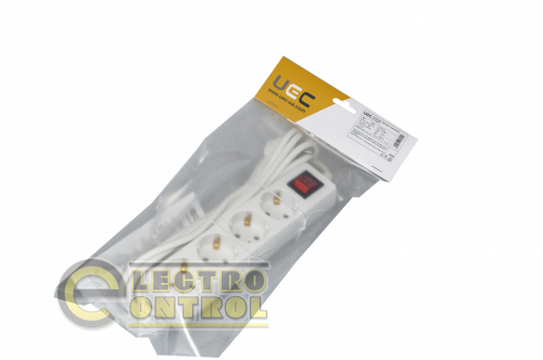 Удлинитель UEC WYP10-16-04-03-GS-N-U STANDART П04В 4 места 2Р+PЕ 3м 3х1мм2 16А 250 с выключателем