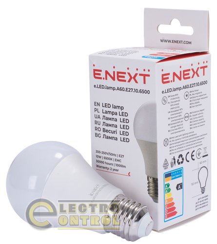Лампа світлодіодна Enext l0650625 e.LED.lamp.A60.E27.10.6500 10Вт 6500К