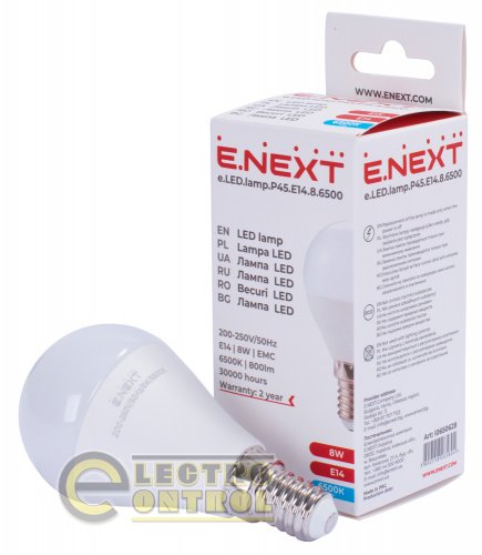 Лампа світлодіодна Enext l0650628 e.LED.lamp.P45.E14.8.6500