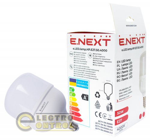 Лампа светодиодная Enext l0650638 e.LED.lamp.HP.E27.50.4000