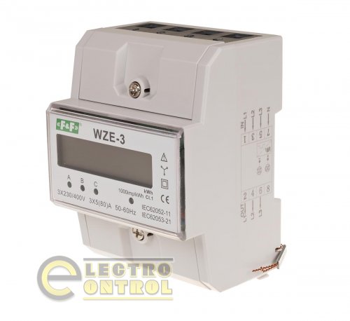 Трехфазный счетчик электроэнергии F&F WZE-3 80A
