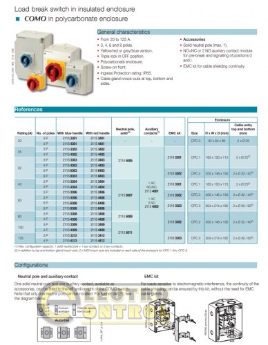 Вимикач в захищеному корпусі Socomec 21153308 COMO 3x80A 690V IP65