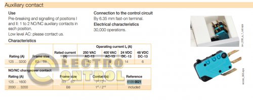 Додатковий контакт 1NO+1NC 125-1800А Socomec 41090021 для перемикачів SIRCOVER