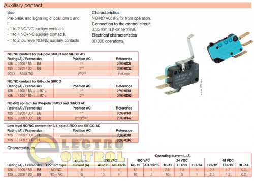 Дополнительный контакт 1NO+1NC 125–3200 А Socomec 26990031 для выключателей SIRCO