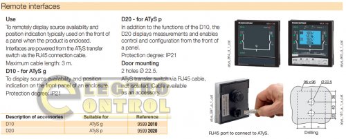 Віддалений LCD дисплей D-20 Socomec 95992020 для відображення IP21