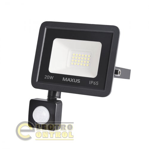 Світлодіодний прожектор з датчиком руху MAXUS 1-MFL-04-2050s FL-04 20W 5000K sensor
