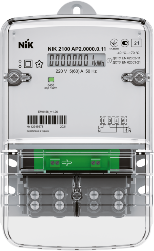 Счетчик электроэнергии однофазный NIK2100 AP6T.2002.MC.12 230В 5(80)А 4 тарифа РКИ реле управления нагрузкой и отключения потребителя индикация воздействия магнитного и электромагнитного поля