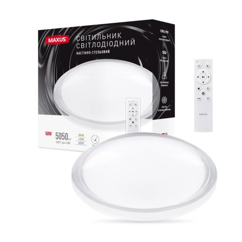 Светильник светодиодный настенно-потолочный MAXUS 1-MFCL-50R-Aura Functional Ceiling light 50W 3CCT Remote Aura (с пультом дистанционного управления)