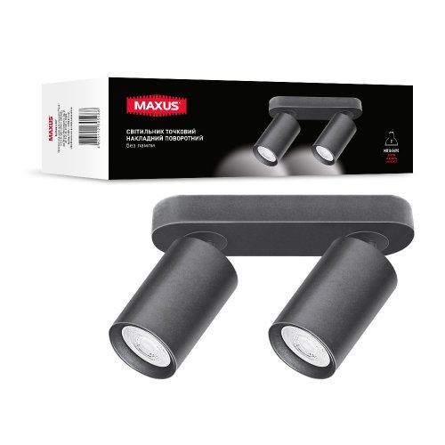 Точечный накладной поворотный светильник без лампы MAXUS 2-MAX-SL-GU10-BL Spot Light Base GU10x2 Black