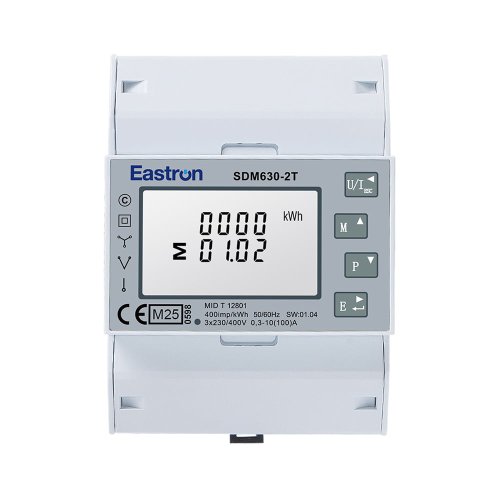 Анализатор сети Eastron SDM630-2T с RS485 Вх. 100A на DIN (кл. 1,0), 2-тарифный/2-направленный